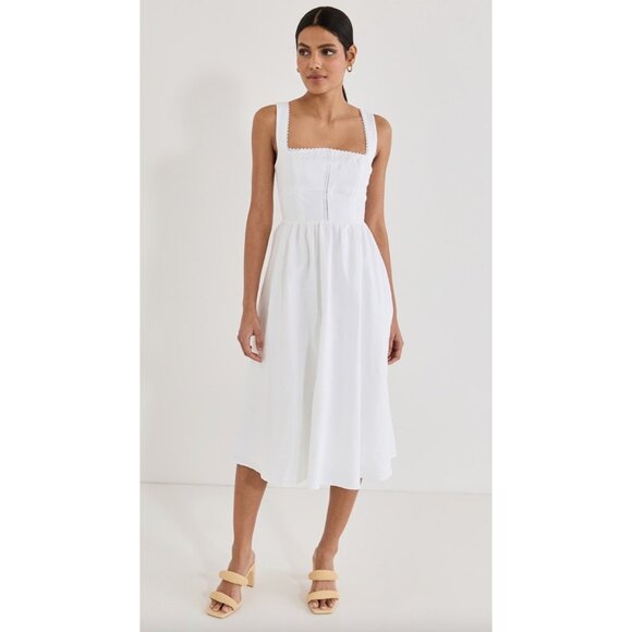 Reformation Tagliatelle Linen Dress In White Size 8 - Picture 2 of 10